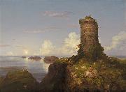 Thomas Cole Romantic Landscape with Ruined Tower oil painting artist